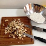 Roughly chopped Brazil nuts (ignore the bananas in the background)
